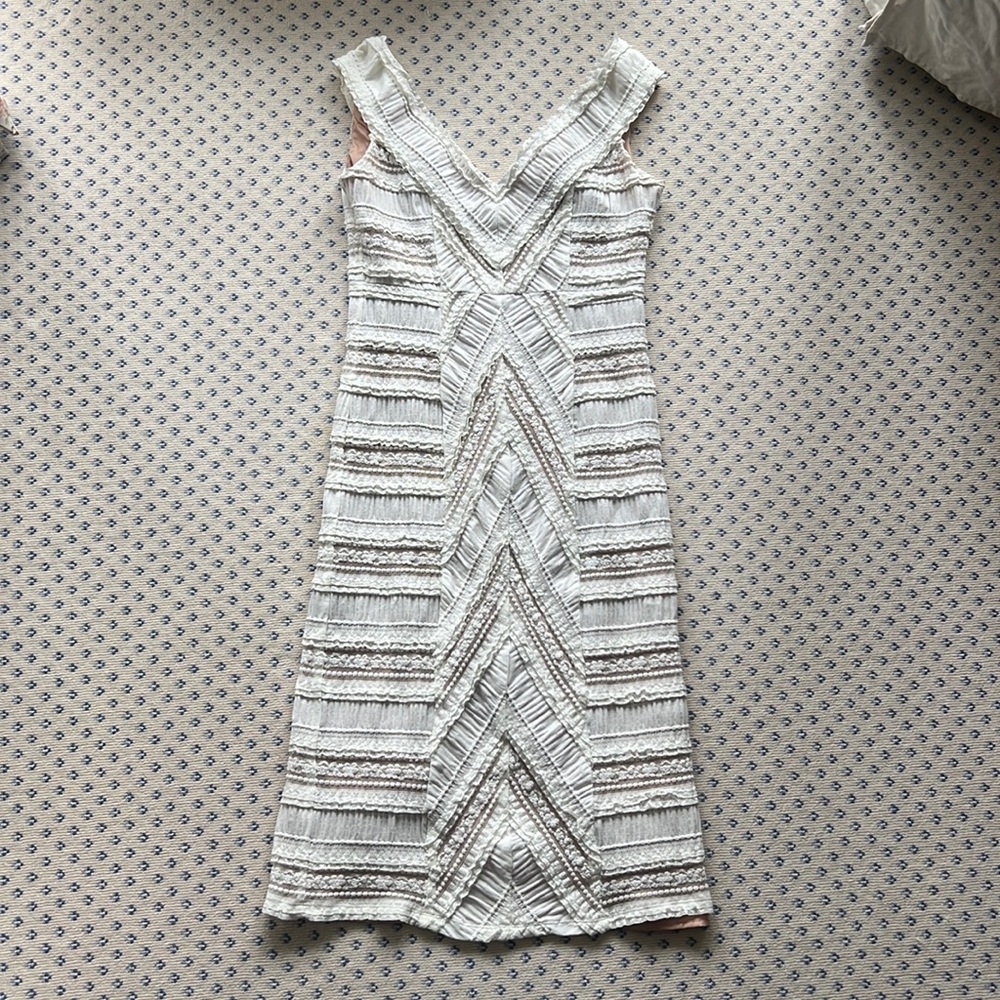 Cinqàsept White Lace Midi Dress